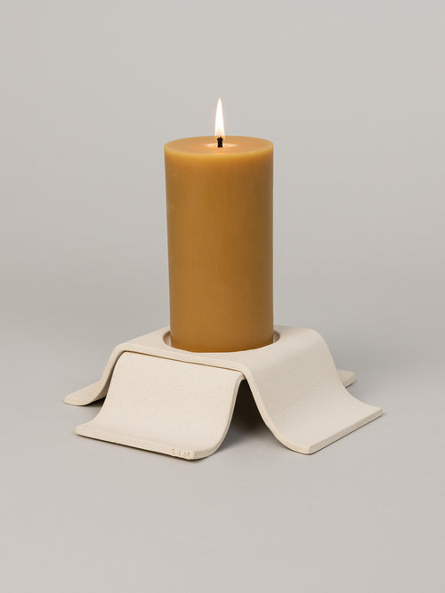 Noor Pillar Candleholder Tall, Bone