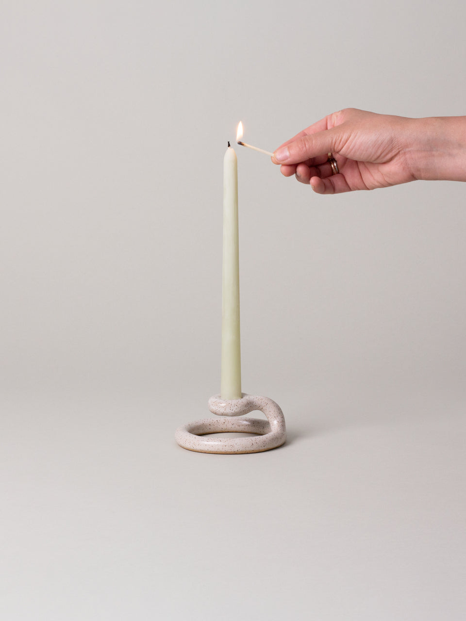 Uni Candlestick, Speckled White