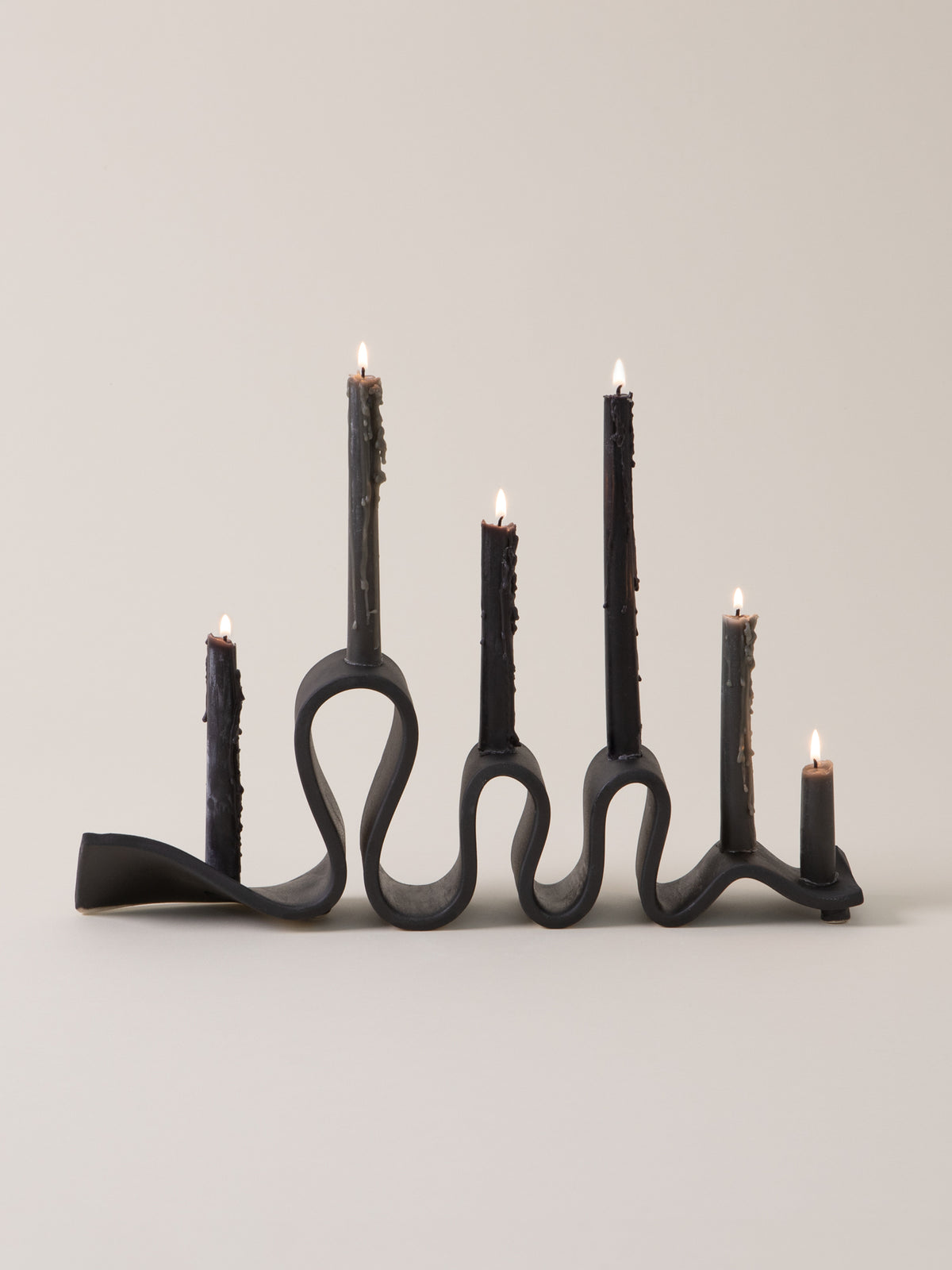 Weylyn Candelabra + Candles Set, Black