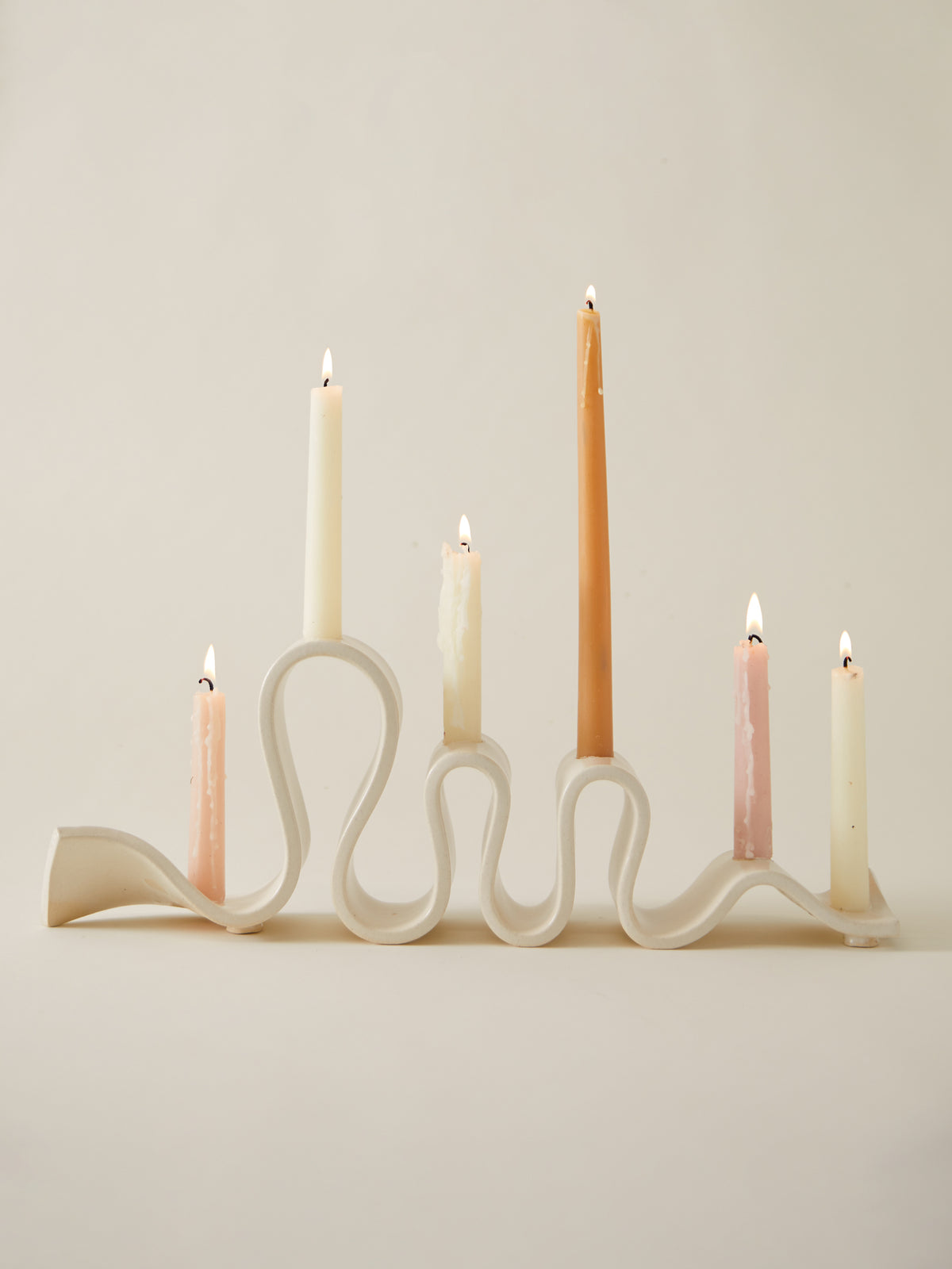 Weylyn Candelabra + Candles Set, Cream