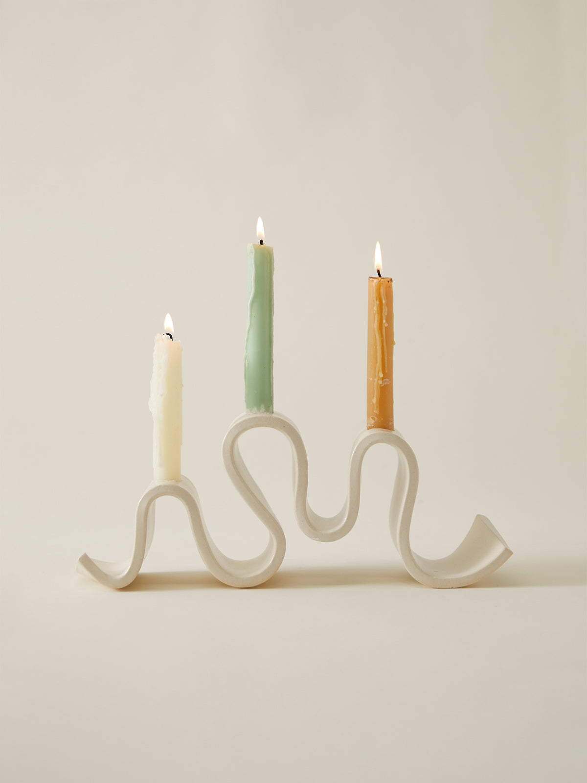 Wyat Candelabra + Candles Set, Cream