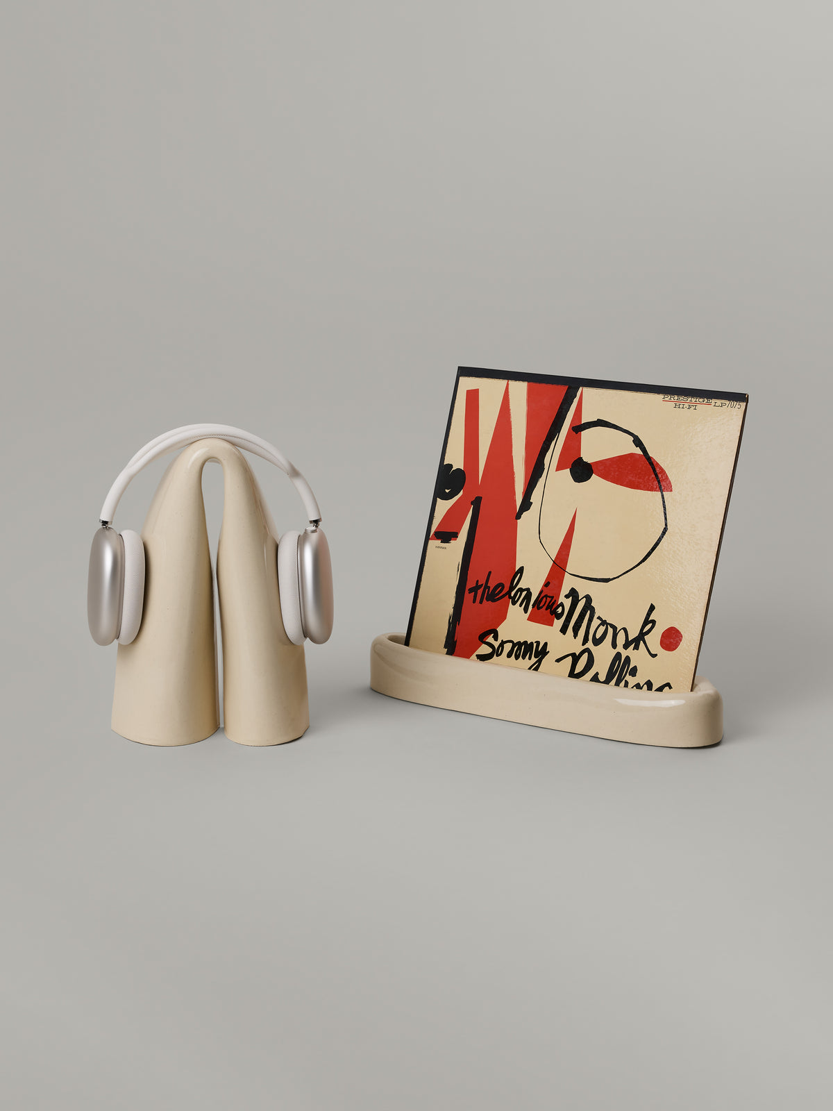 Cue LP Holder and Coda Headphone Holder in Ivory