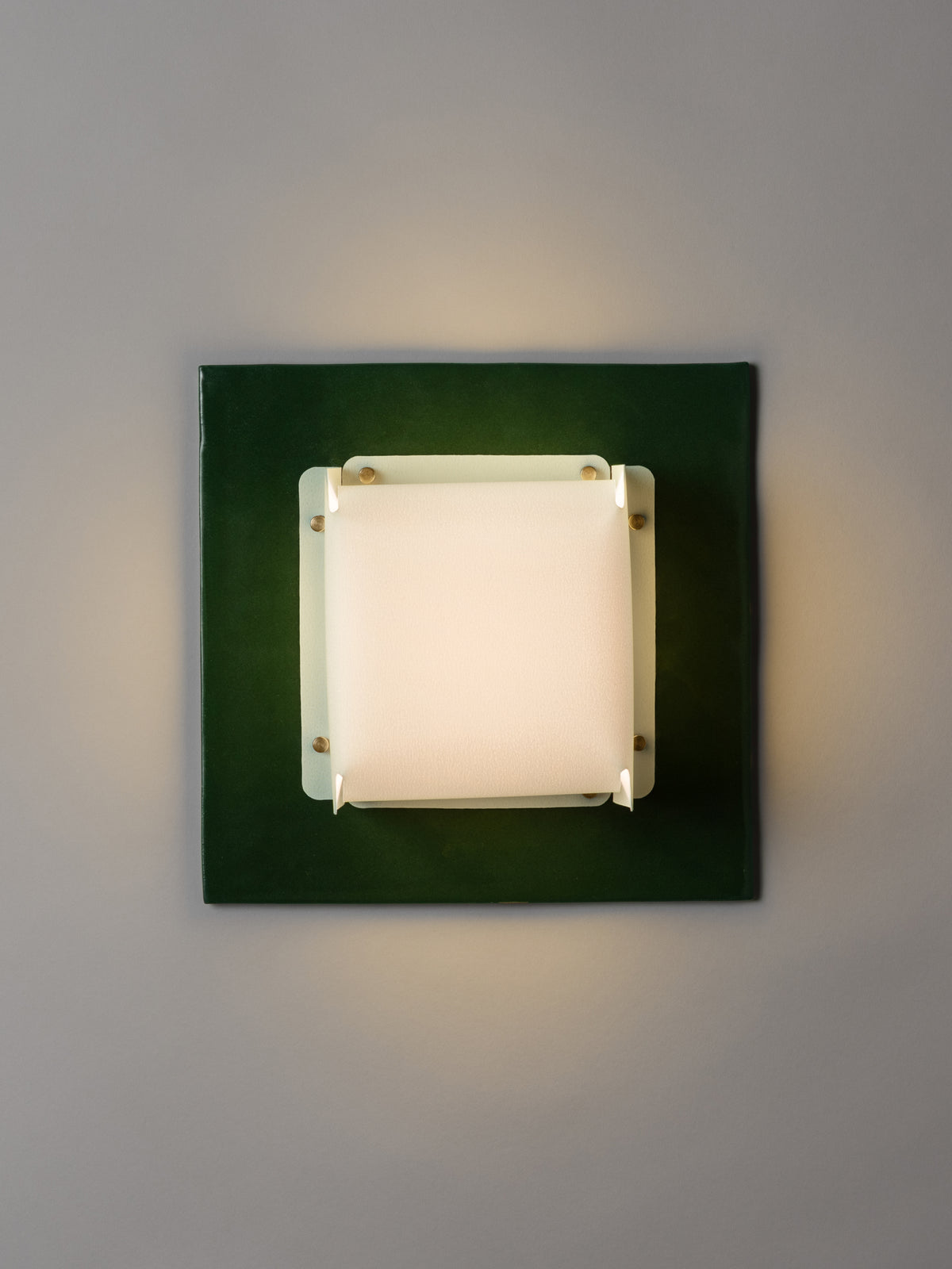 Field Square Sconce, Chrome Green