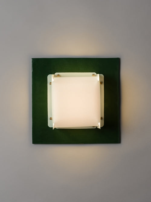 Field Square Sconce, Chrome Green