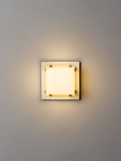 Field Square Mini Sconce, Bone