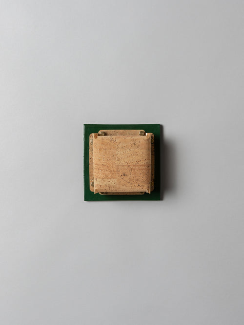 Field Square Mini Sconce, Chrome Green
