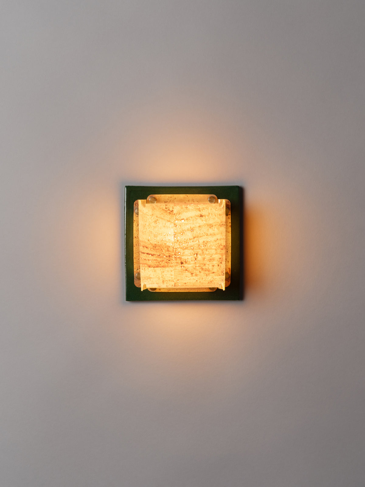 Field Square Mini Sconce, Chrome Green