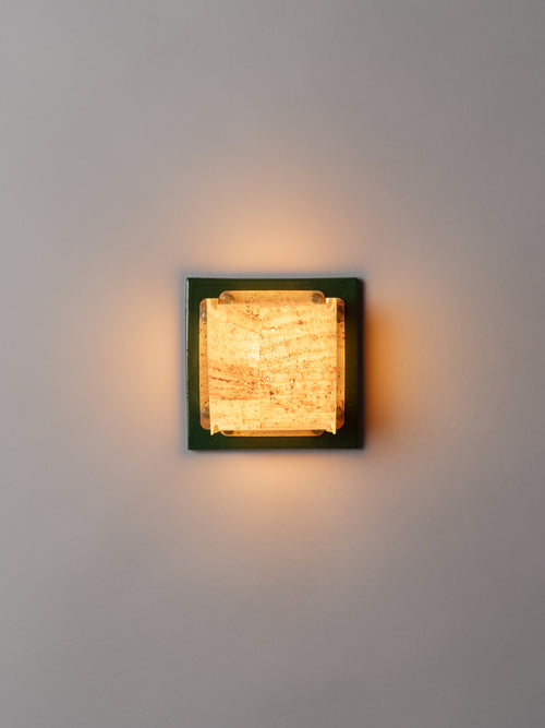 Field Square Mini Sconce, Chrome Green