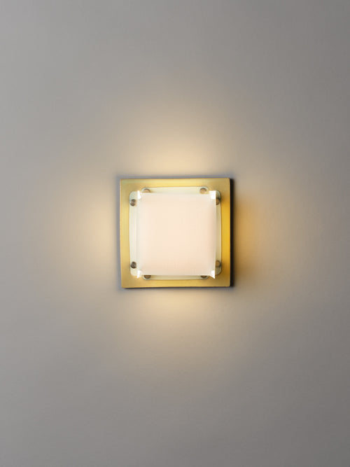 Field Square Mini Sconce, Pale Fiberglass Green
