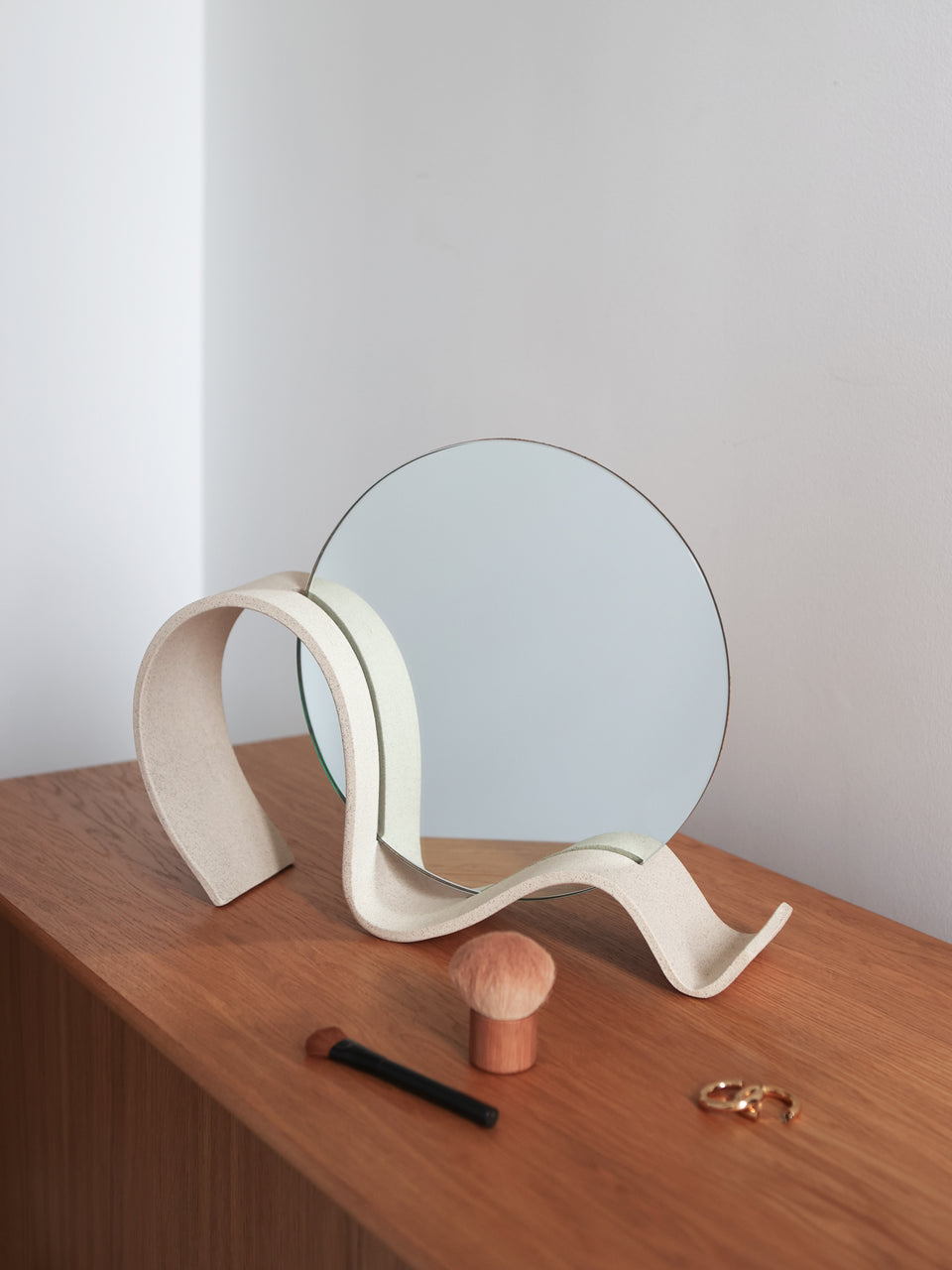 Wavee Table Mirror, Sand