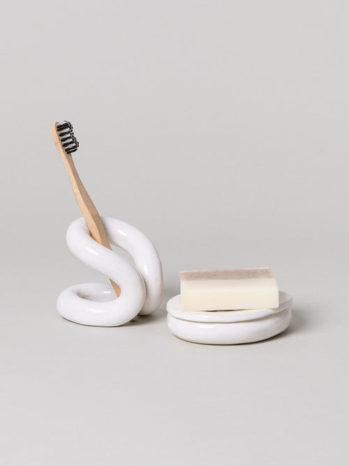 Ood + Peb Bath Accessories Set, Glossy White