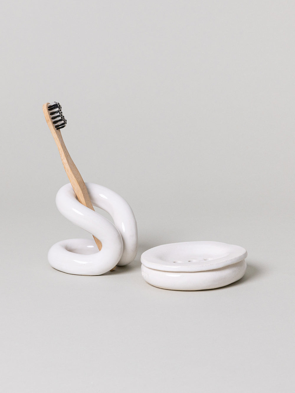 Ood + Peb Bath Accessories Set, Glossy White