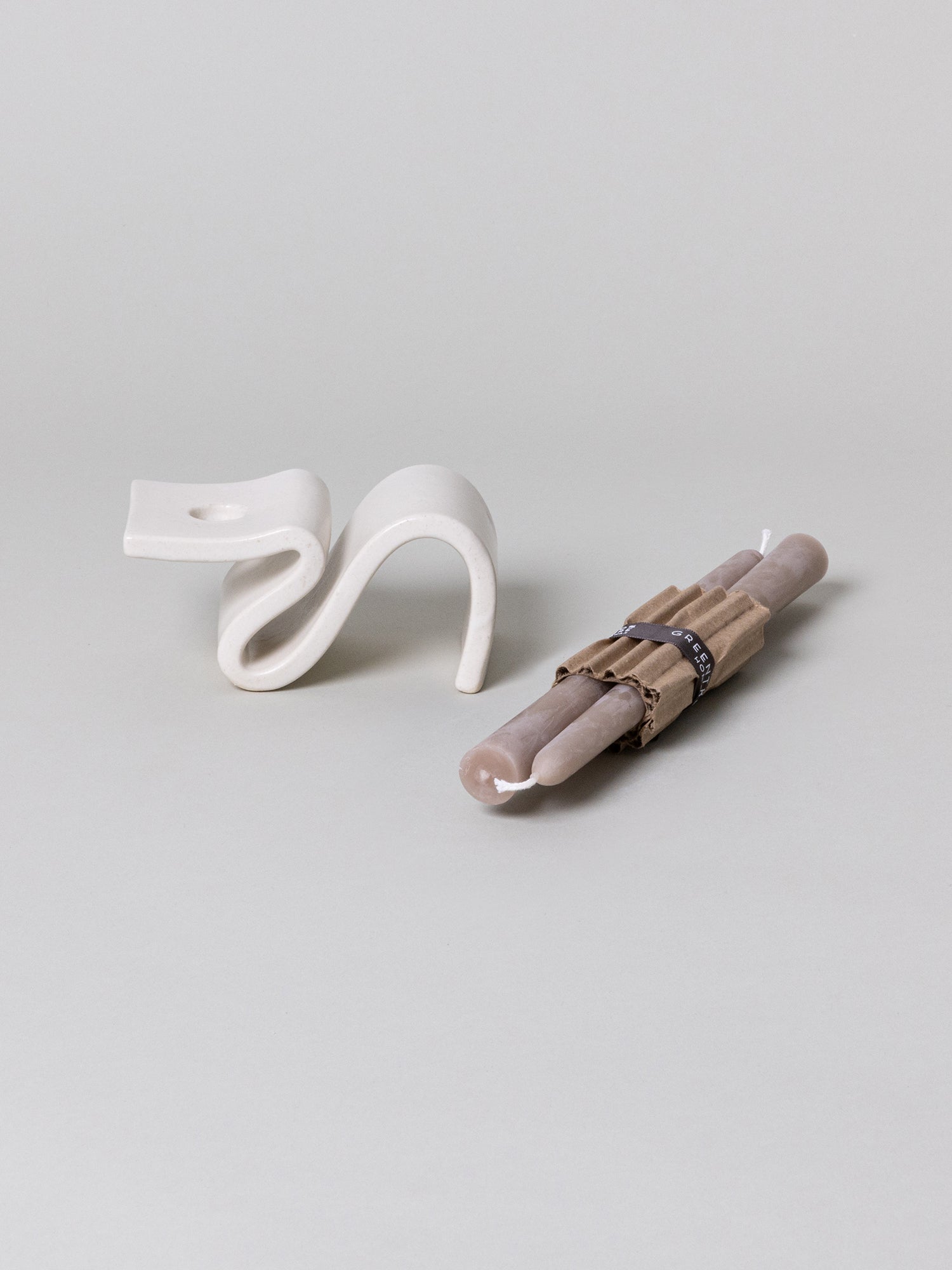 Wei Candlestick + Candles Set, Cream