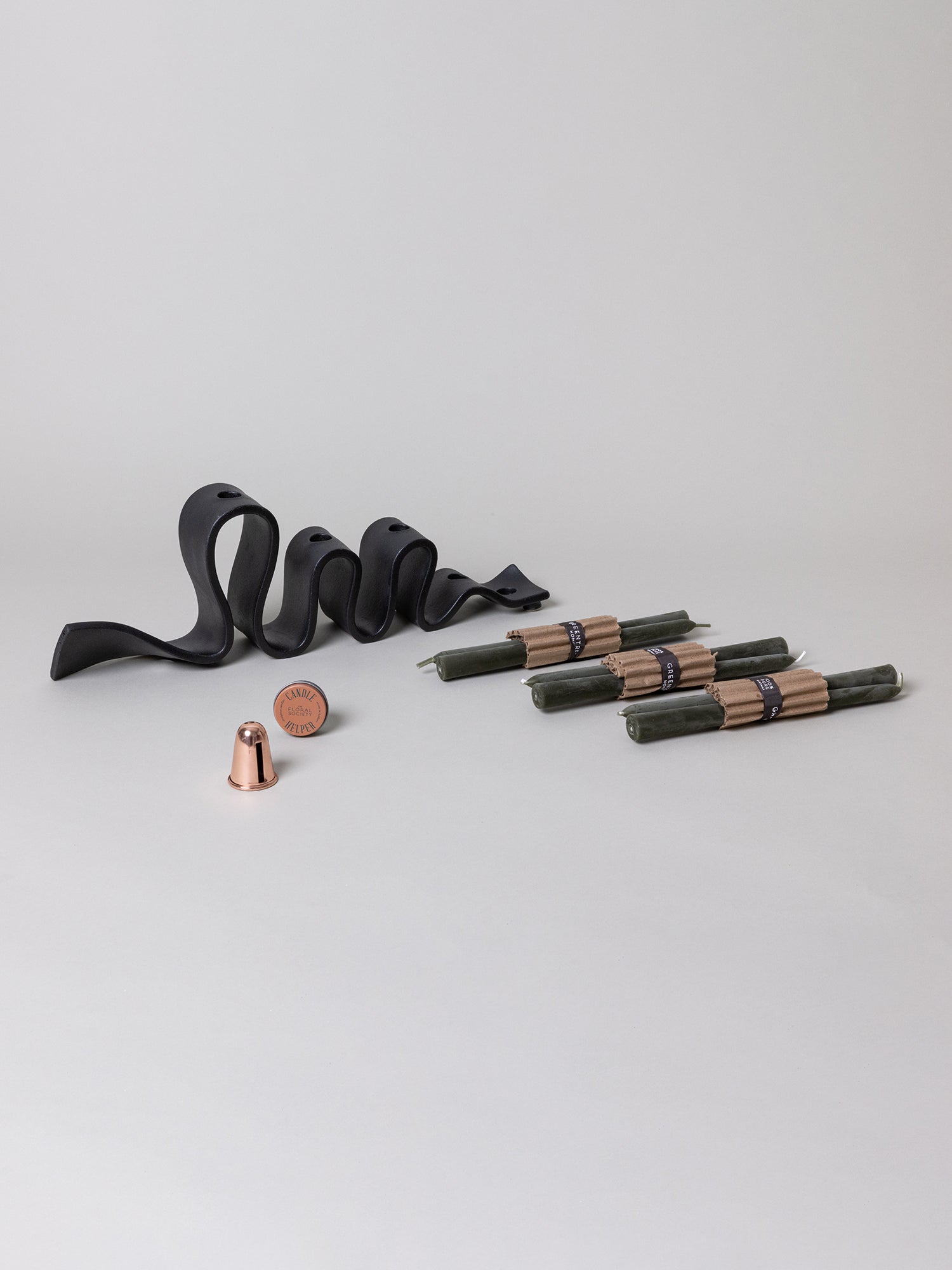 Weylyn Candelabra + Candle Care Set, Black