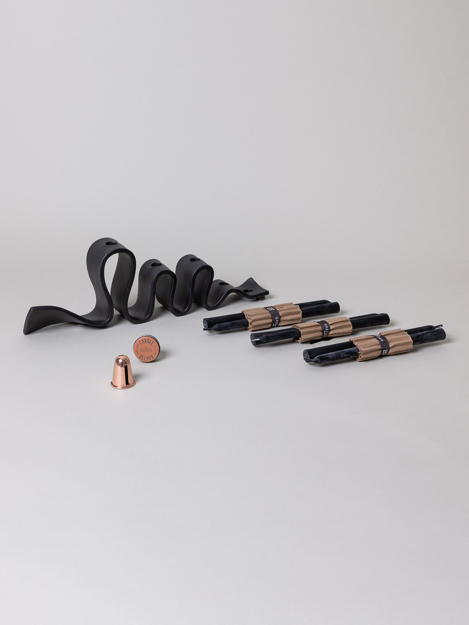 Weylyn Candelabra + Candle Care Set, Black