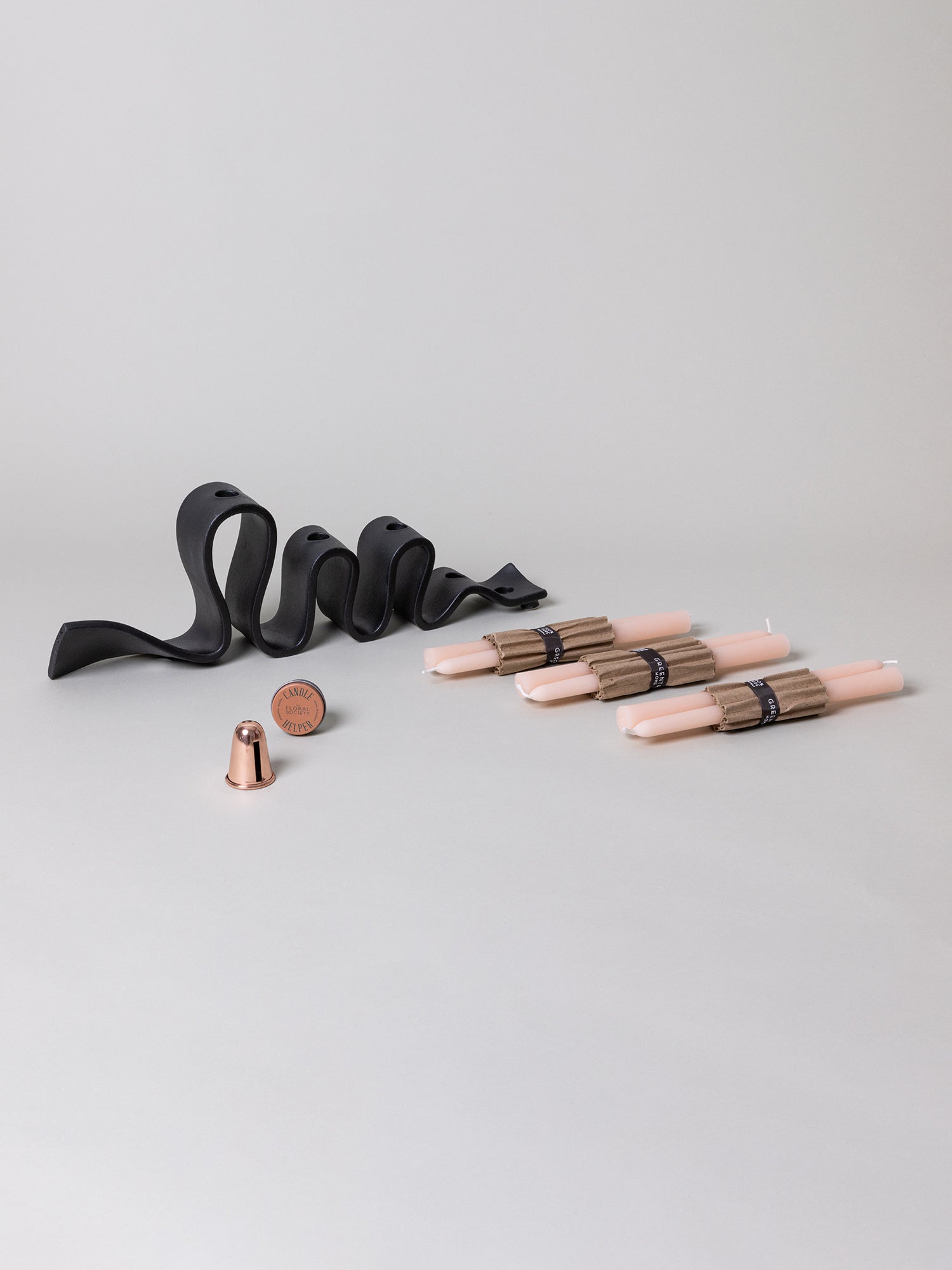 Weylyn Candelabra + Candle Care Set, Black