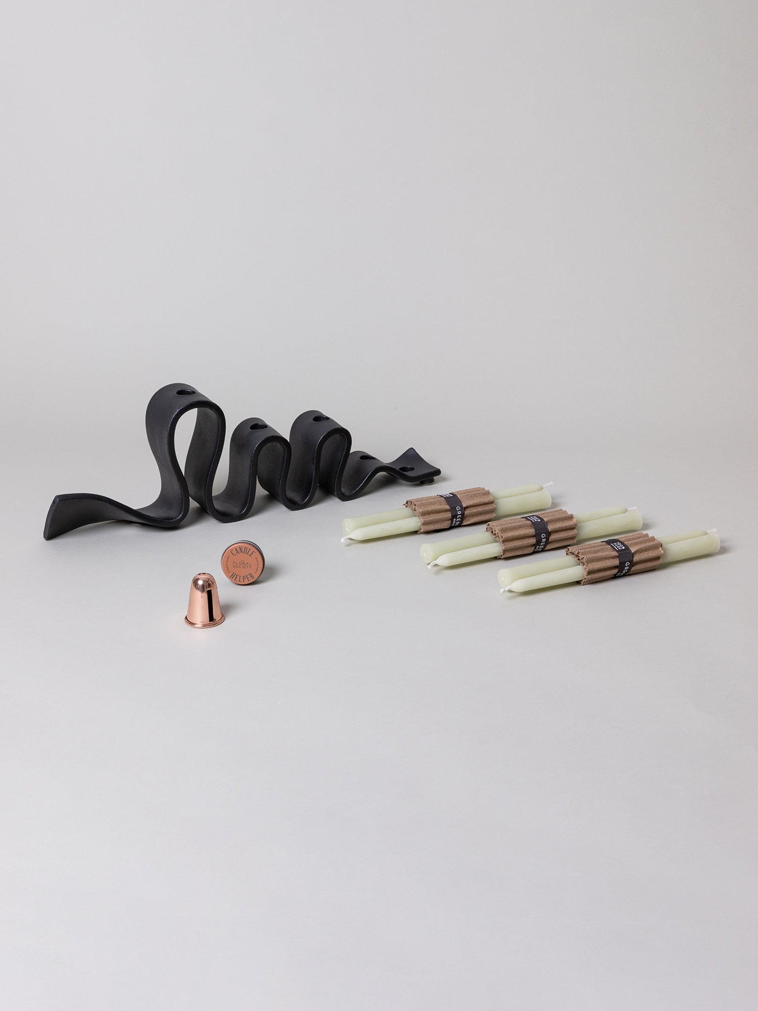 Weylyn Candelabra + Candle Care Set, Black