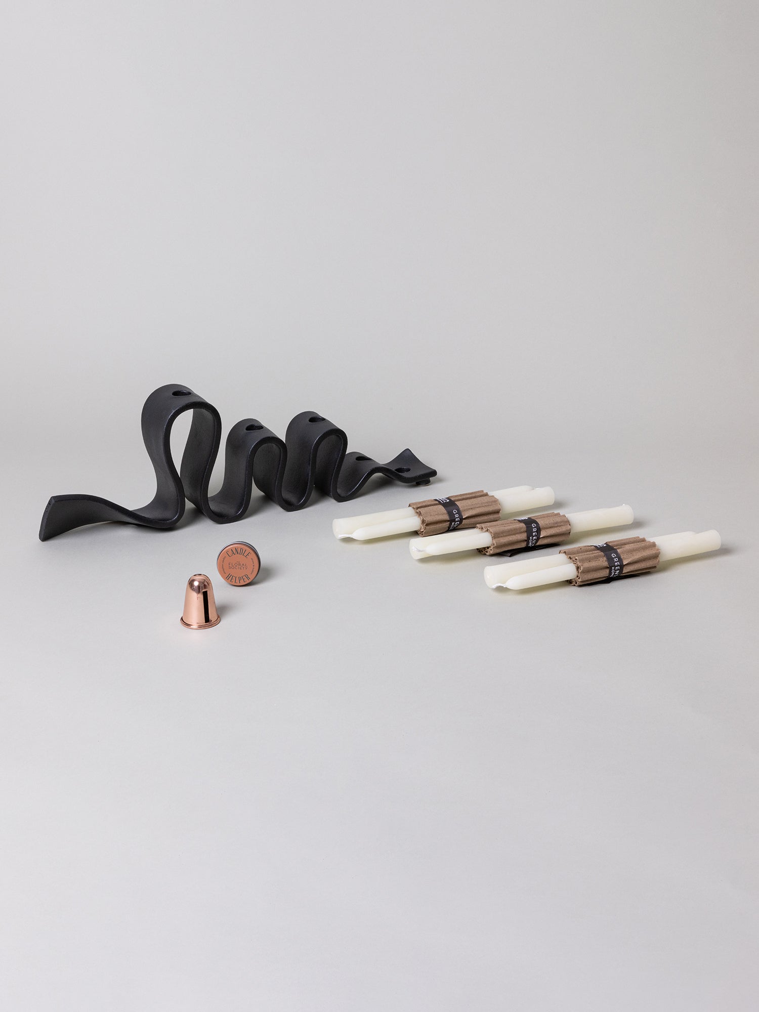 Weylyn Candelabra + Candle Care Set, Black