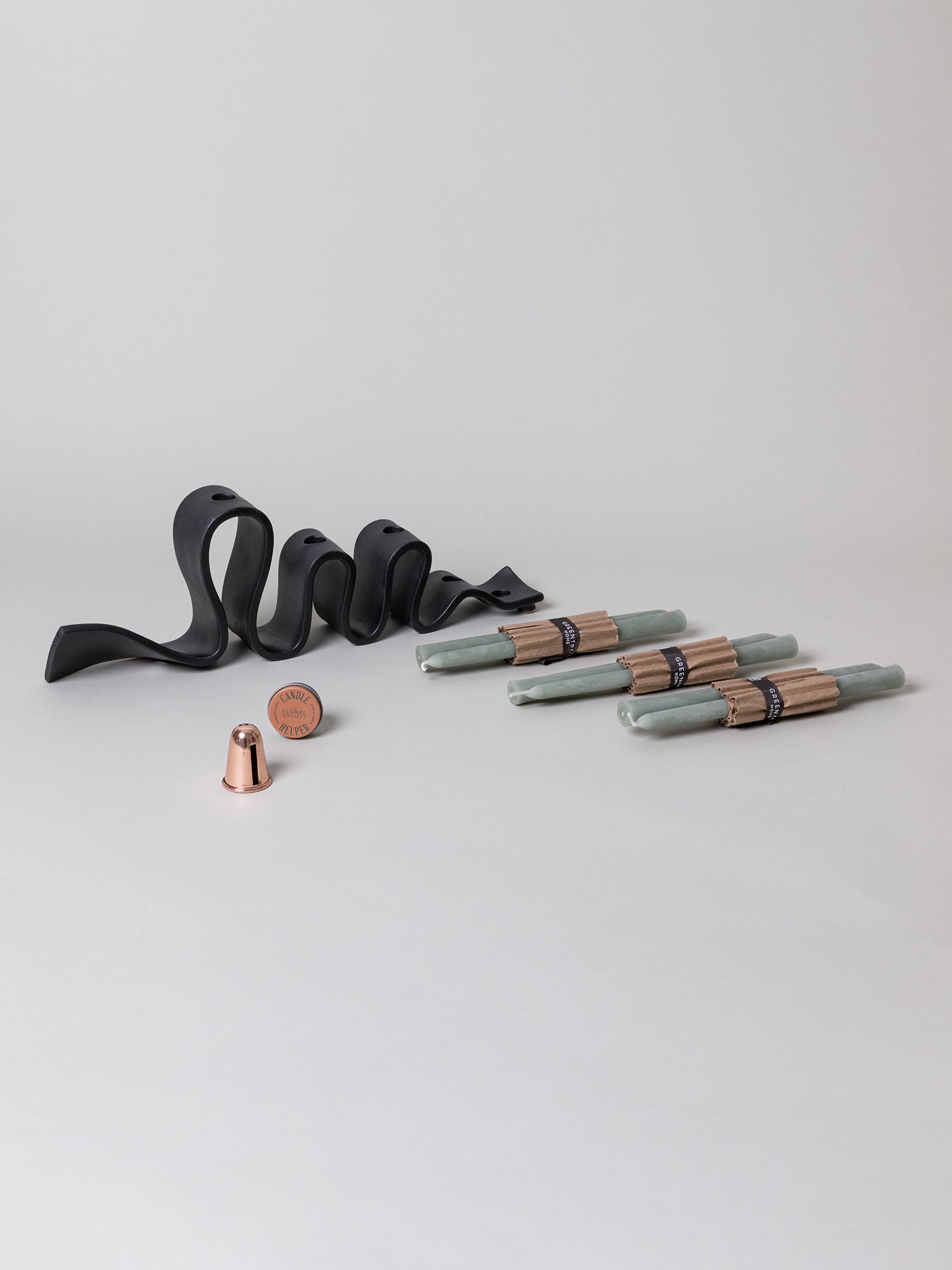 Weylyn Candelabra + Candle Care Set, Black