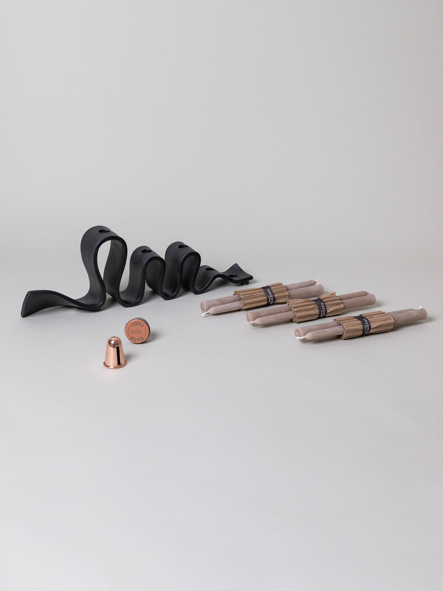 Weylyn Candelabra + Candle Care Set, Black