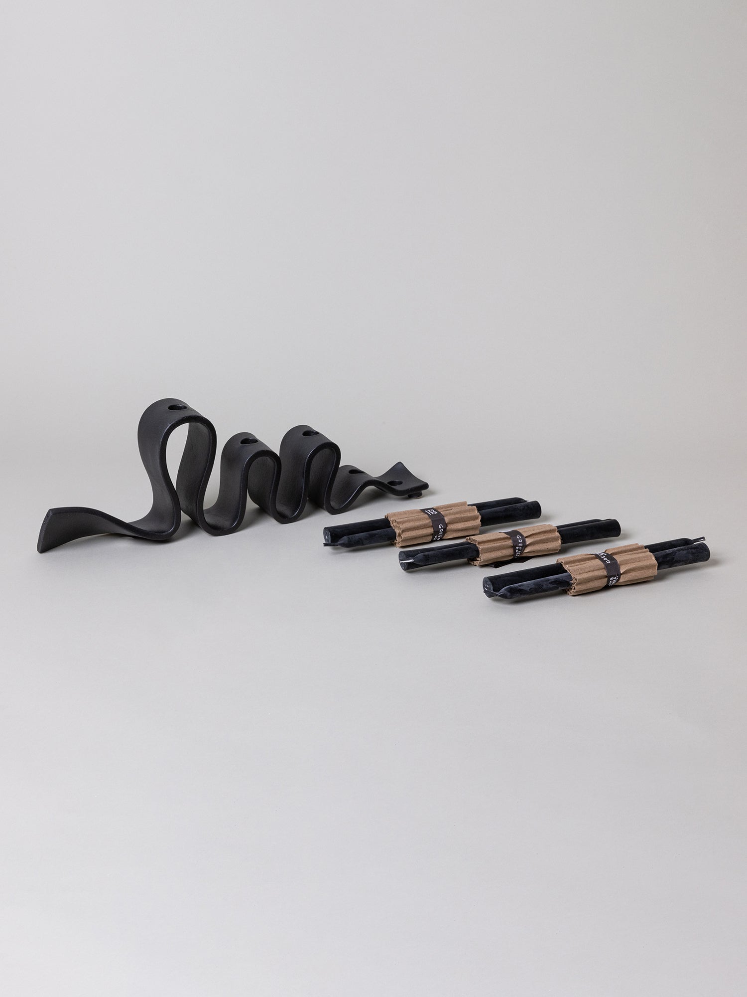 Weylyn Candelabra + Candles Set, Black