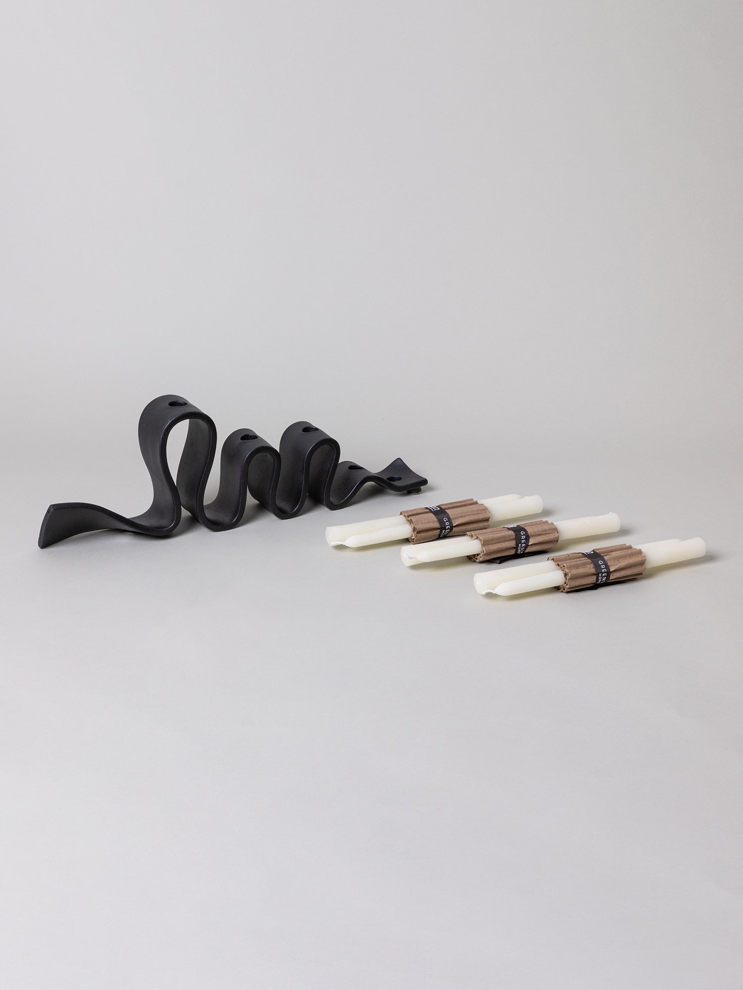 Weylyn Candelabra + Candles Set, Black