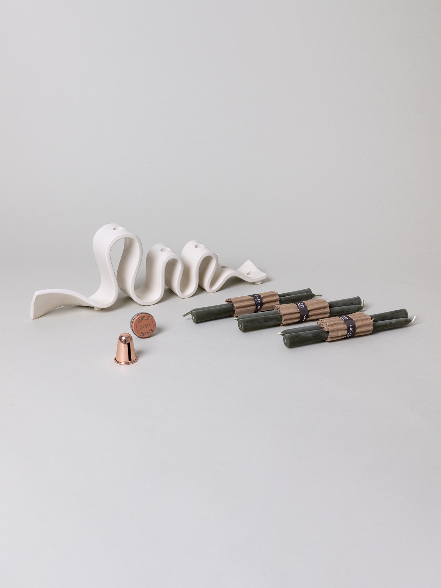 Weylyn Candelabra + Candle Care Set, Cream