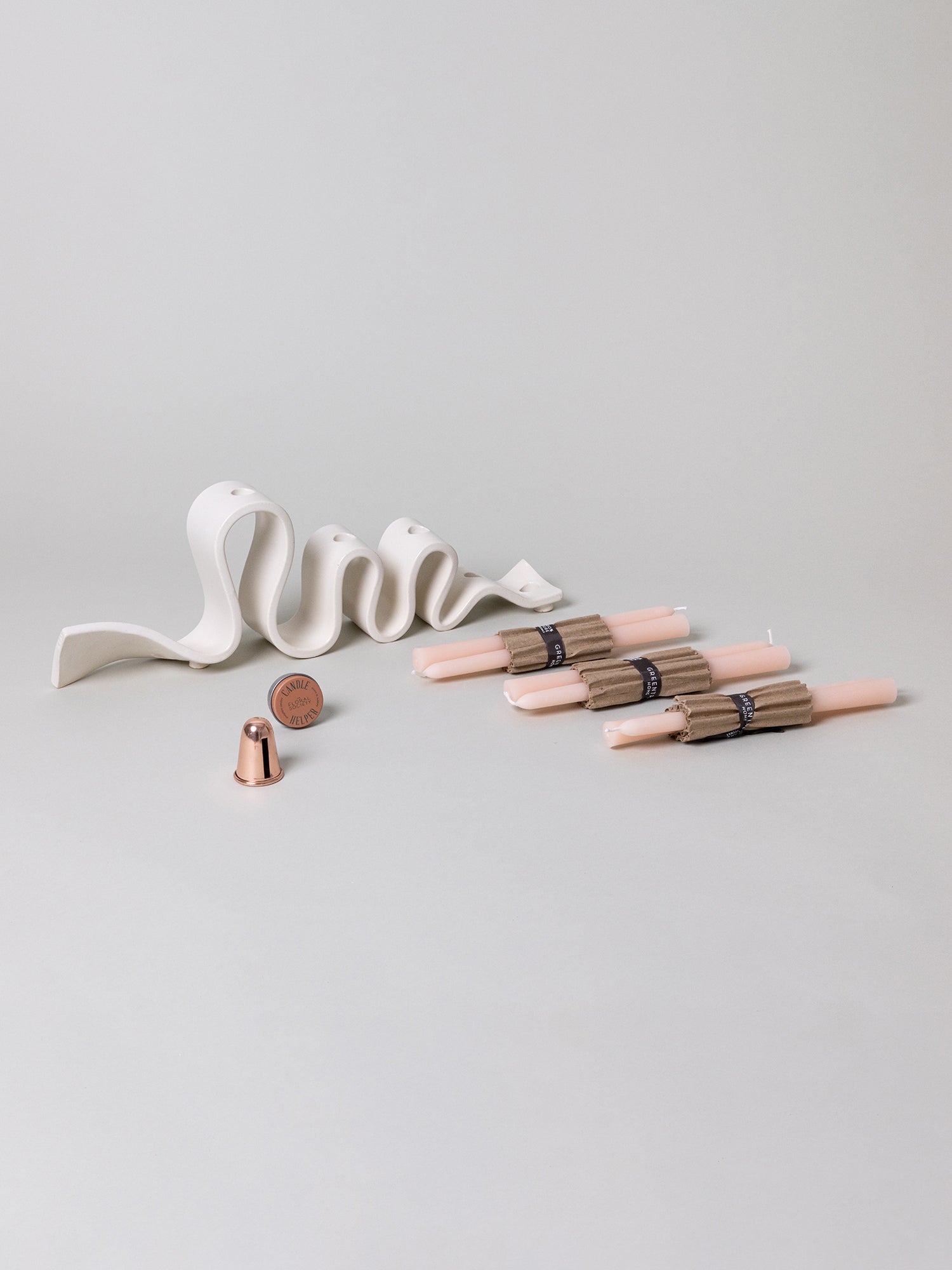 Weylyn Candelabra + Candle Care Set, Cream