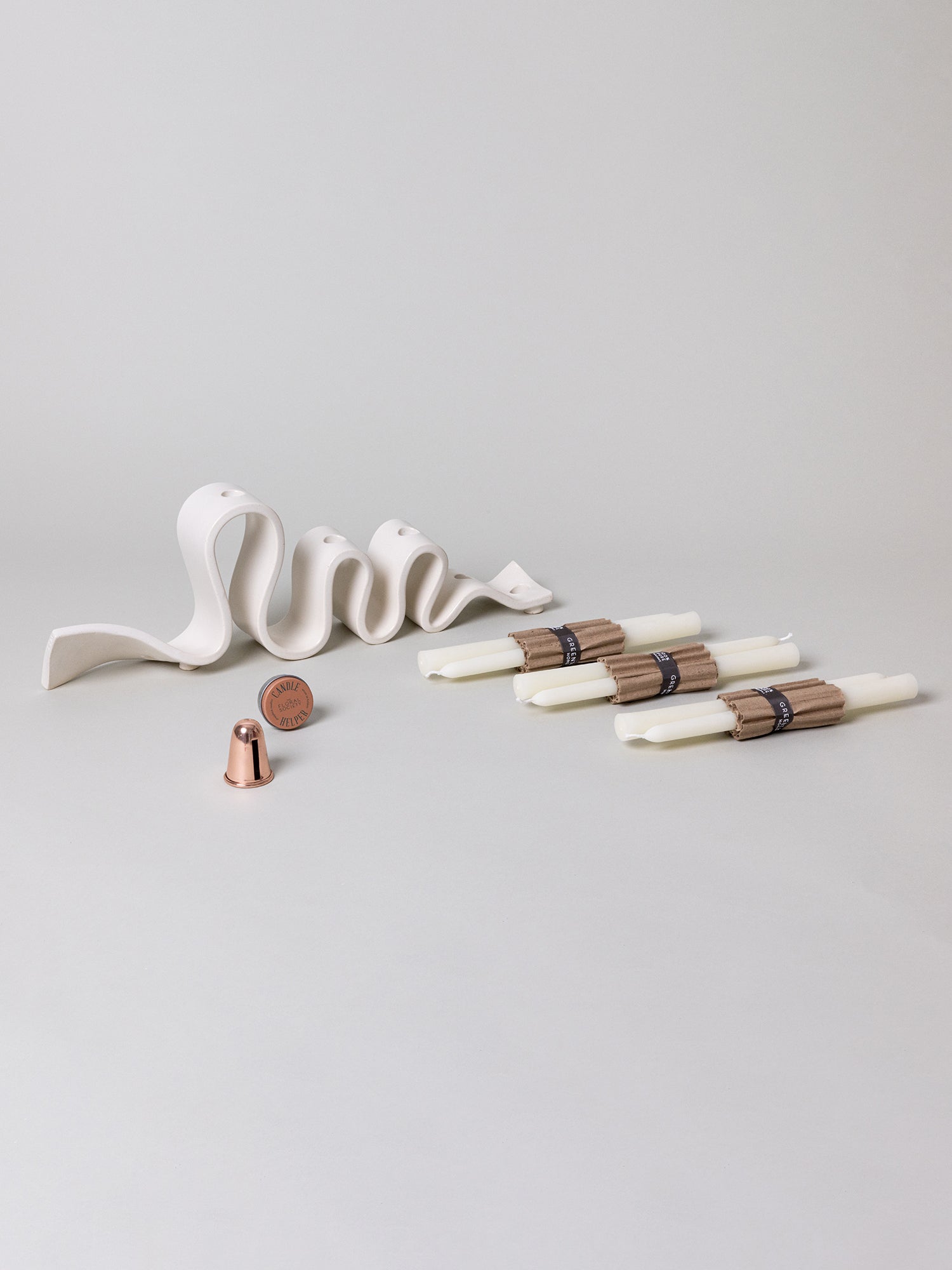 Weylyn Candelabra + Candle Care Set, Cream