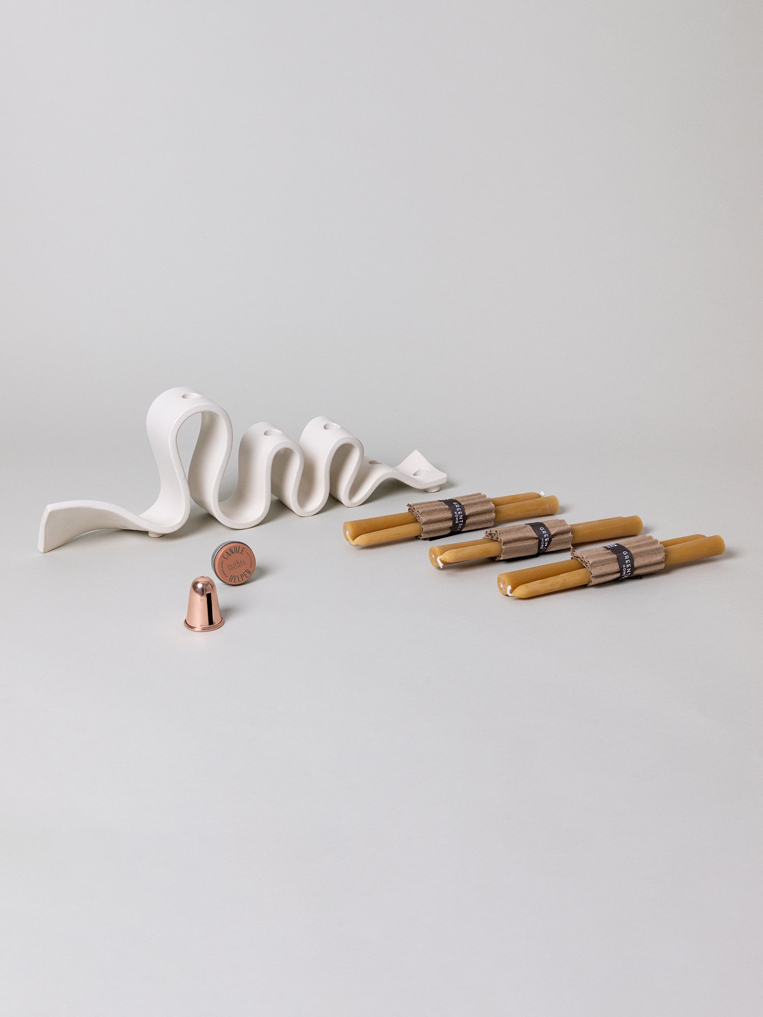 Weylyn Candelabra + Candle Care Set, Cream