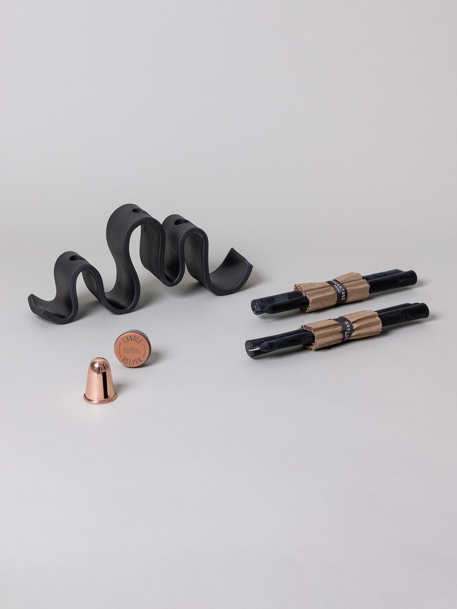 Wyat Candelabra + Candle Care Set, Black