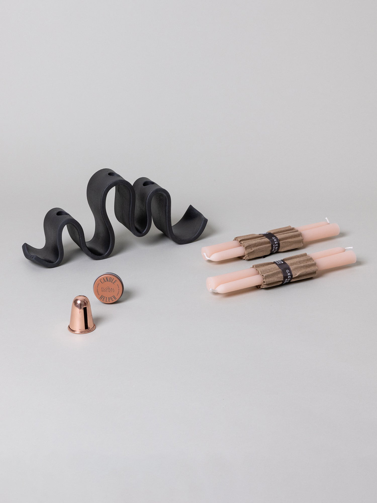 Wyat Candelabra + Candle Care Set, Black