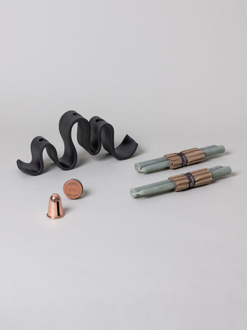 Wyat Candelabra + Candle Care Set, Black