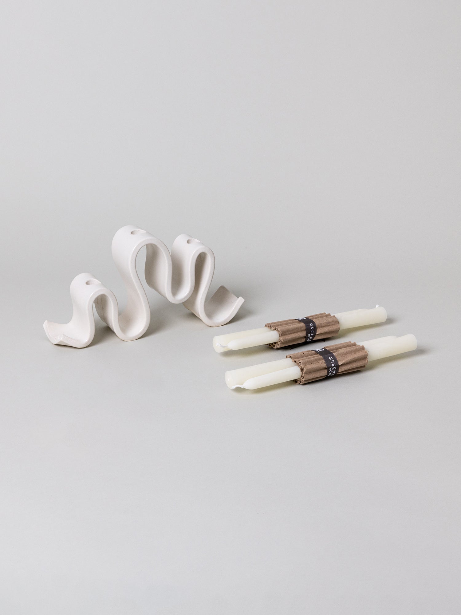 Wyat Candelabra + Candles Set, Cream